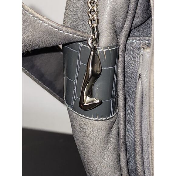 VTG 1980s Maud Frizon Gray Stamped Leather Crossbody Bag Made in Italy Grey RARE - Picture 3 of 13